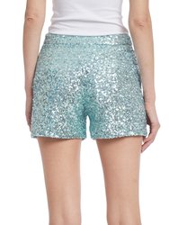 Side Zip Sequined Shorts