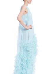 Sleeveless High-Low Dress With Tulle Ruffle Hem