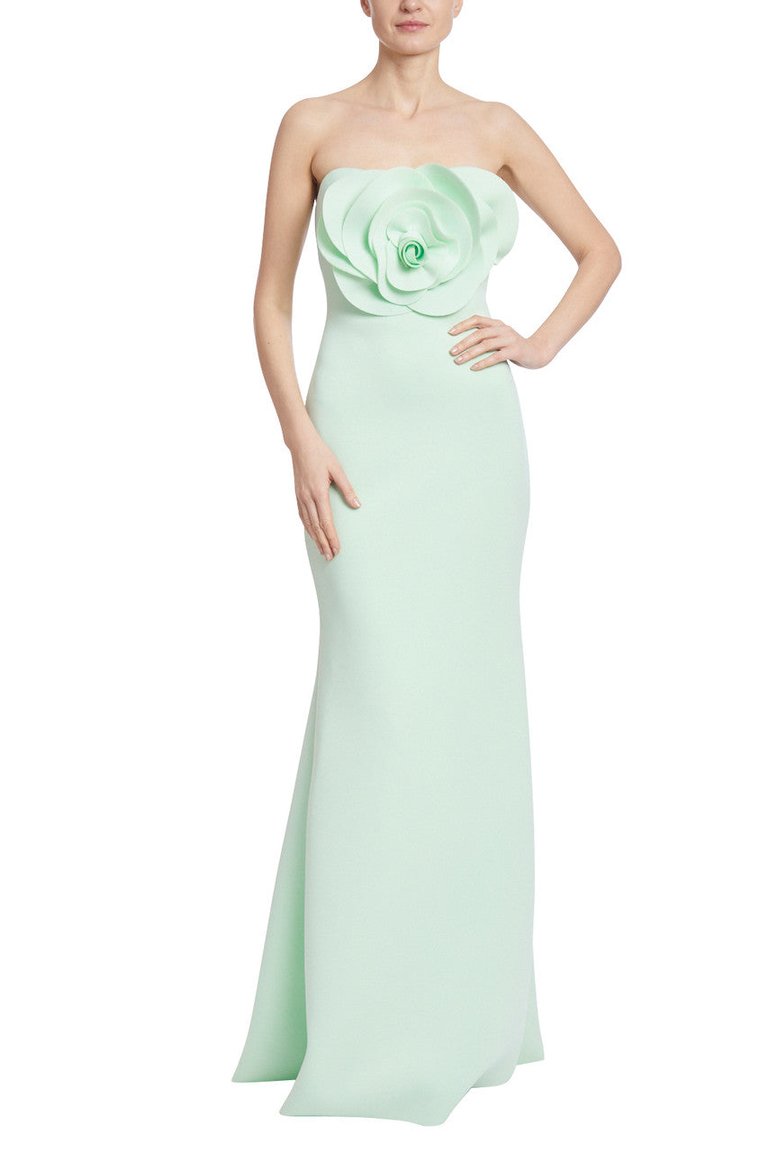 Strapless 3D Flower Mermaid Gown - Mint