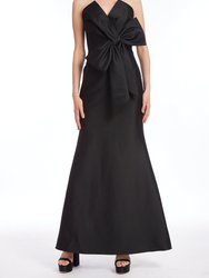 Strapless Bow Front Gown - Black