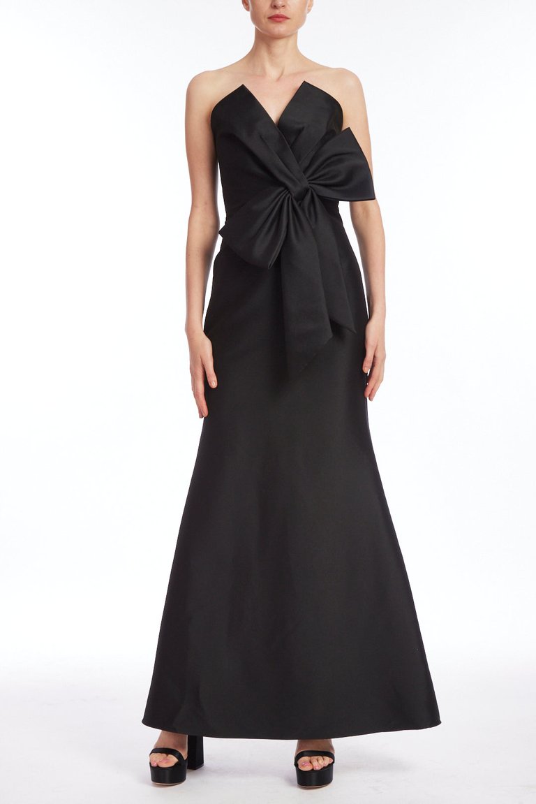 Strapless Bow Front Gown - Black