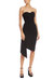 Strapless Cocktail Dress with Side Drape - Black