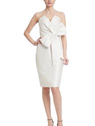 Strapless Front Bow Cocktail Dress - Ecru