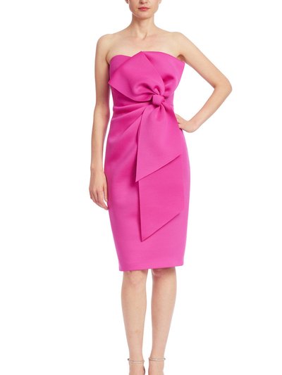 Badgley Mischka Strapless Front Bow Sheath Cocktail Dress product