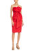Strapless Front Bow Sheath Cocktail Dress - Red