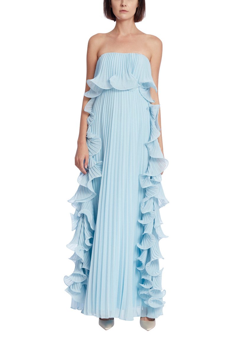 Badgley mischka discount blue strapless dress