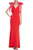 Two-Tone Rosette Shoulder Column Gown - Red Fuchsia