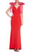 Two-Tone Rosette Shoulder Column Gown - Red Fuchsia