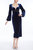 Velvet Midi Gown With Criss Cross Waist - Navy Black