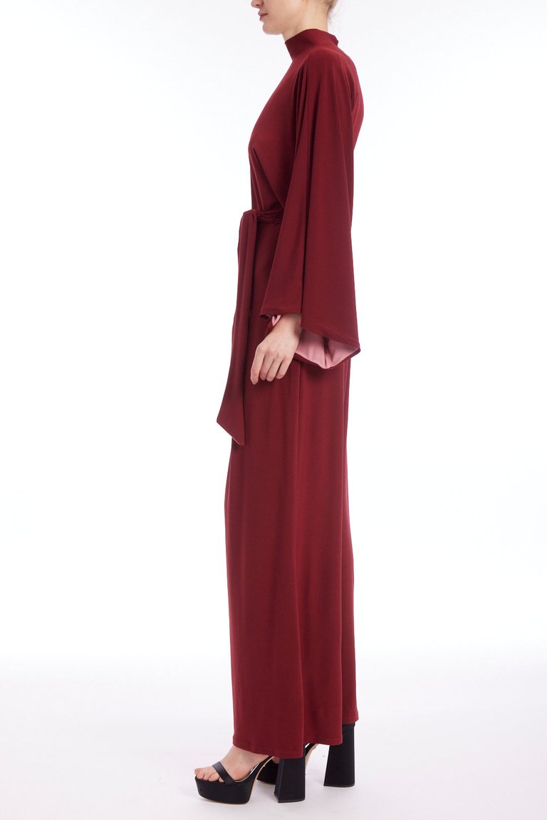 Wide Leg Jumpsuit With Two-Tone Bell Sleeves