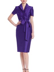 Wing-Collar Mikado Shirt Dress - Purple