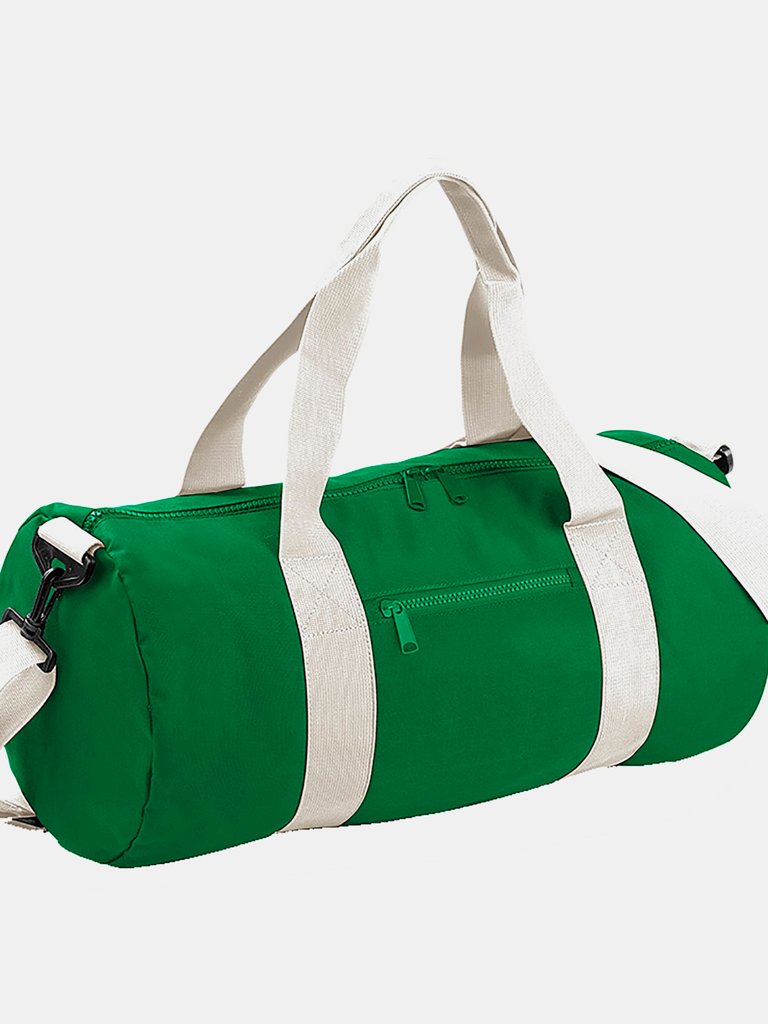 Bagbase Plain Varsity Barrel/Duffel Bag (20 Liters) (Kelly Green/Off White) (One Size) - Kelly Green/Off White