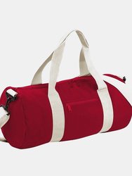 Bagbase Plain Varsity Barrel/Duffel Bag (5 Gallons) (Pack of 2) (Classic Red/Off White) (One Size) - Classic Red/Off White