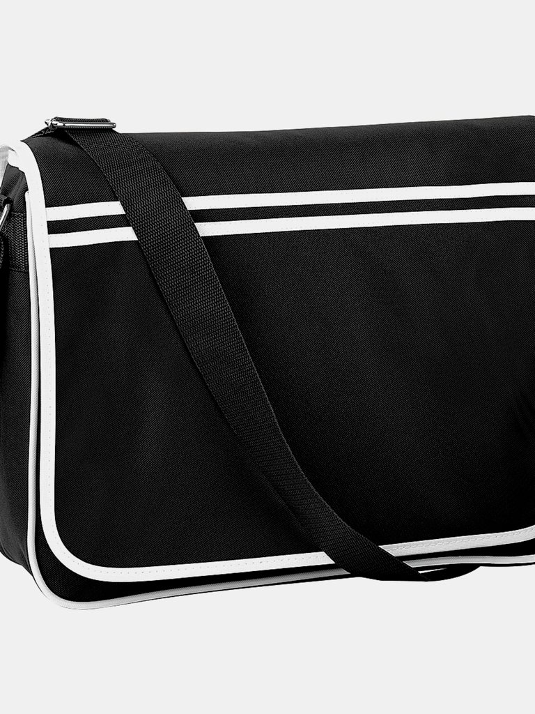 Bagbase Retro Adjustable Messenger Bag (12 Liters) (Pack of 2) (Black/White) (One Size) - Black/White