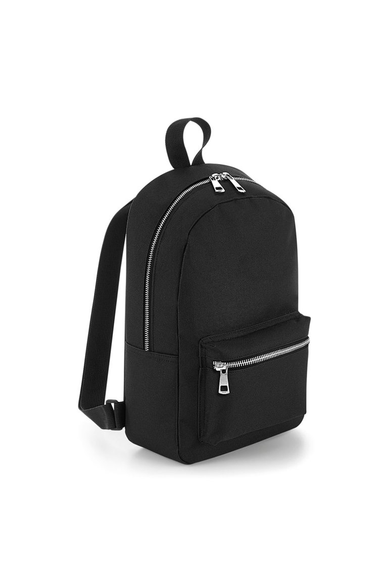 Metallic Zip Mini Backpack - Black/Silver - Black/Silver