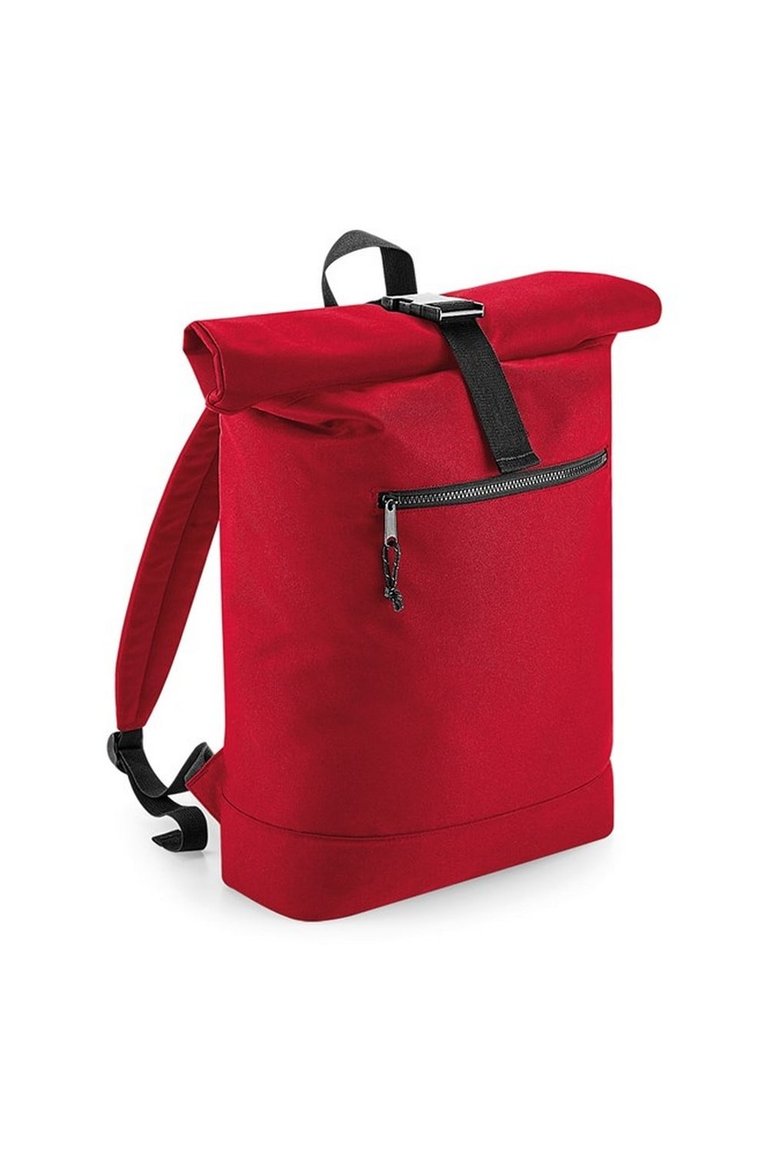 Rolled Top Recycled Backpack - Red - Red