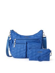 Women's Modern Everywhere Hobo Crossbody Bag With Wristlet - Atlantic Blue Quilt