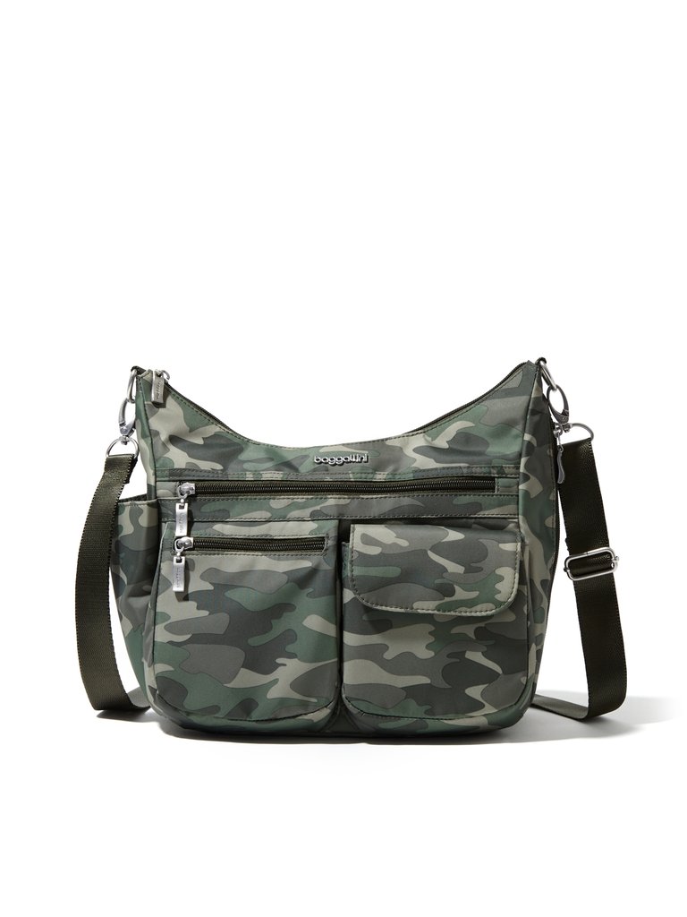 Women's Modern Everywhere Hobo Crossbody Bag With Wristlet - Olive Camo