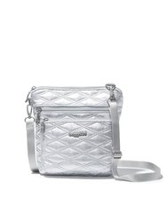 Women's Modern Pocket Crossbody Bag - Silver Metallic Quilt