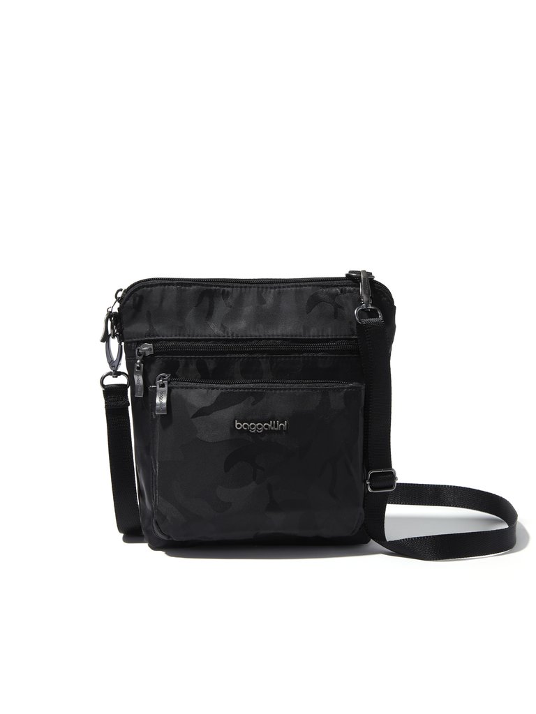 Women's Modern Pocket Crossbody Bag - Black Camo Jacquard