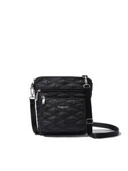 Women's Modern Pocket Crossbody Bag - Black Quilt