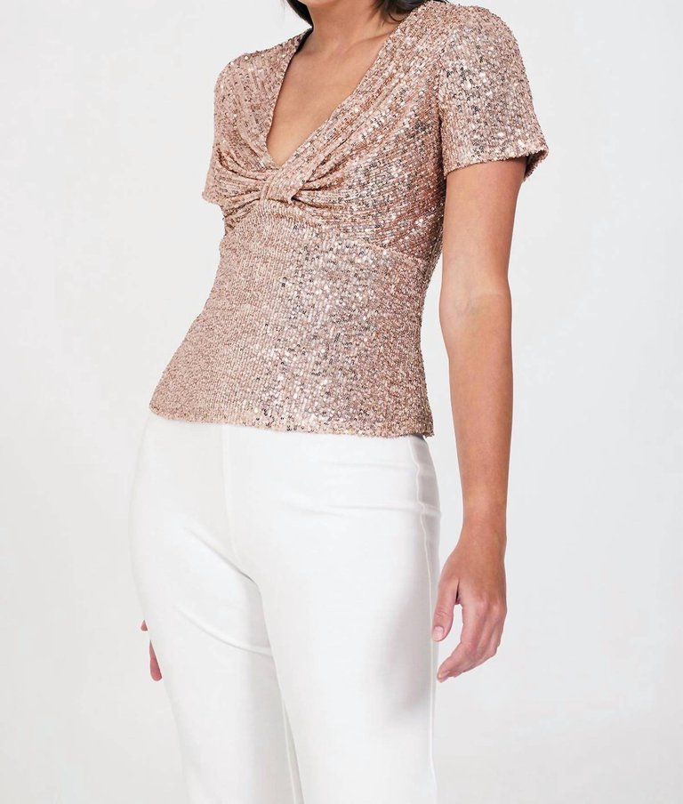 Lynx Sequin Top In Gold - Gold