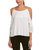 Women Cold Shoulder Spaghetti Strap Layered Top In White - White