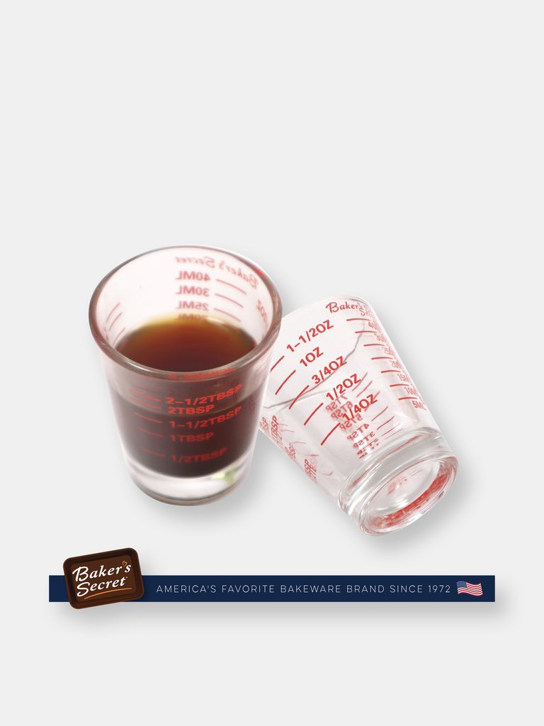 Baker's Secret Glass Durable Thick 1.5oz Measuring 2.44"x2.05"x2.05"