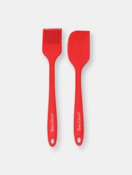 Baker's Secret Silicone Dishwasher Safe Set of 2 Brush Spatula 10.43"x0.47"x3.74" Black - Red