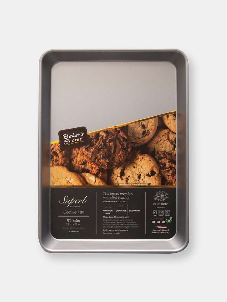 Nonstick Cookie Sheet 13" x 9.5", Aluminized Steel, Superb Collection - Silver