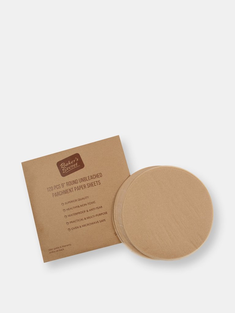 Paper Microwave Safe Unbleached Parchment Paper Sheets 9" Round - Natural