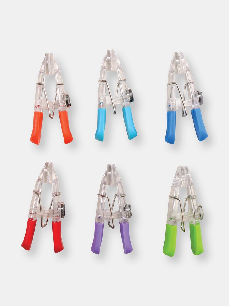 Plastic Non-rusting Set of 6 Magnetic Clips Set 11.42"x1.57"x4.72" - Multicolor