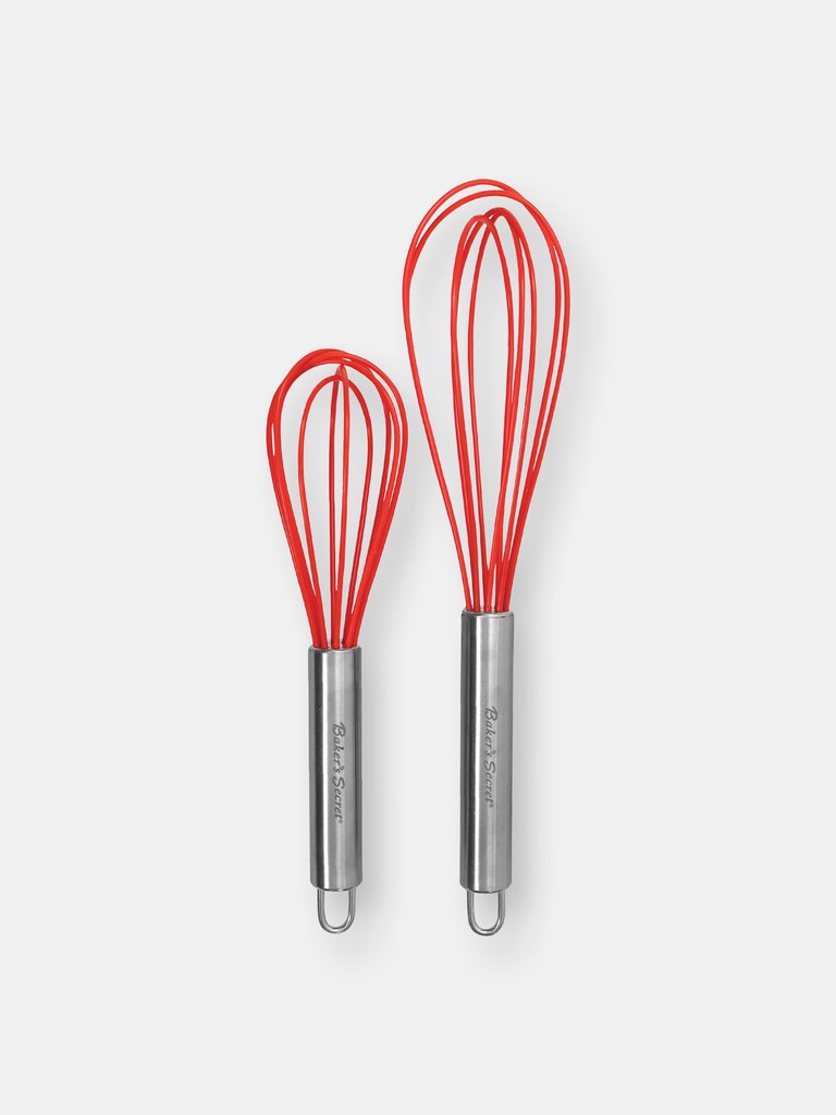 Set of 2 Whisk Heat Resistant 8" 10" - Red