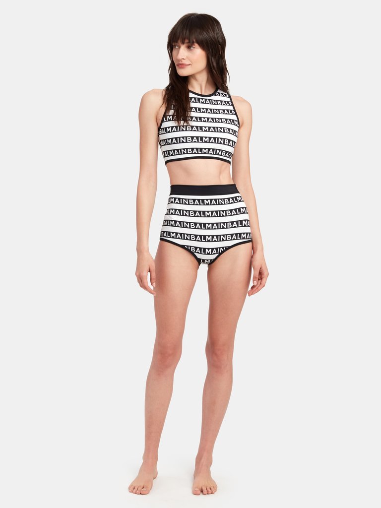 High Waist Logo Stripe Set