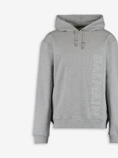 Balmain Men's Gray Cotton Logo Hoodie Sweatshirt product