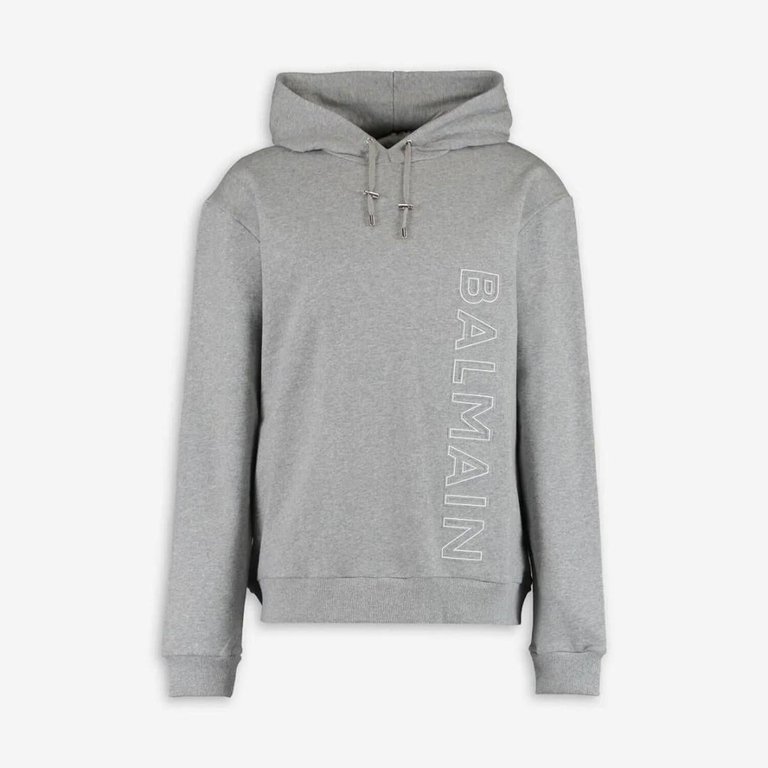 Men's Gray Cotton Logo Hoodie Sweatshirt - Grey