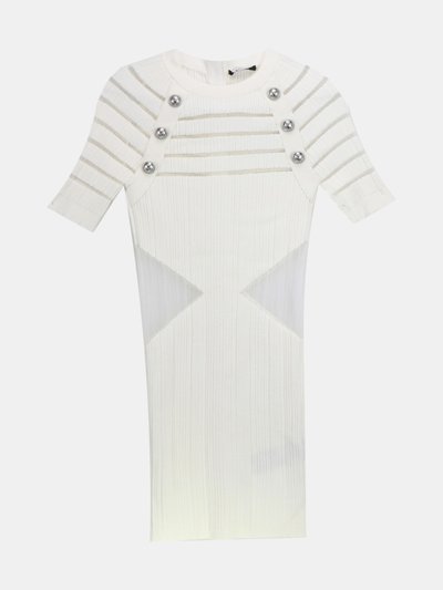 Balmain Paris Balmain Paris Women's White Short Knit With Silver-Tone Buttons Dress product
