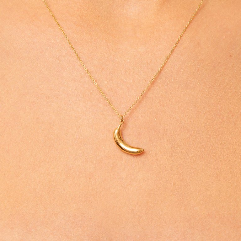 Banana Charm Necklace - Gold