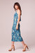 Audette Teal Floral Halter Midi Dress