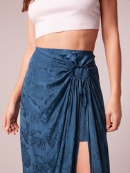 Celene Deep Teal Layered Midi Skirt