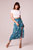 Celene Teal Floral Layered Midi Skirt