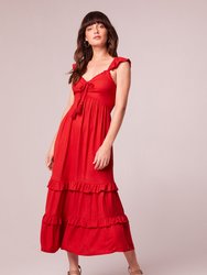 Clarisse Red Tiered Midi Dress - Aurora Red