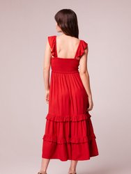 Clarisse Red Tiered Midi Dress