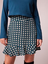 Colette Teal Diamond Mini Skirt