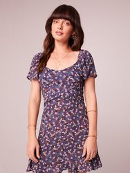 Coraline Purple Floral Crossover Mini Dress