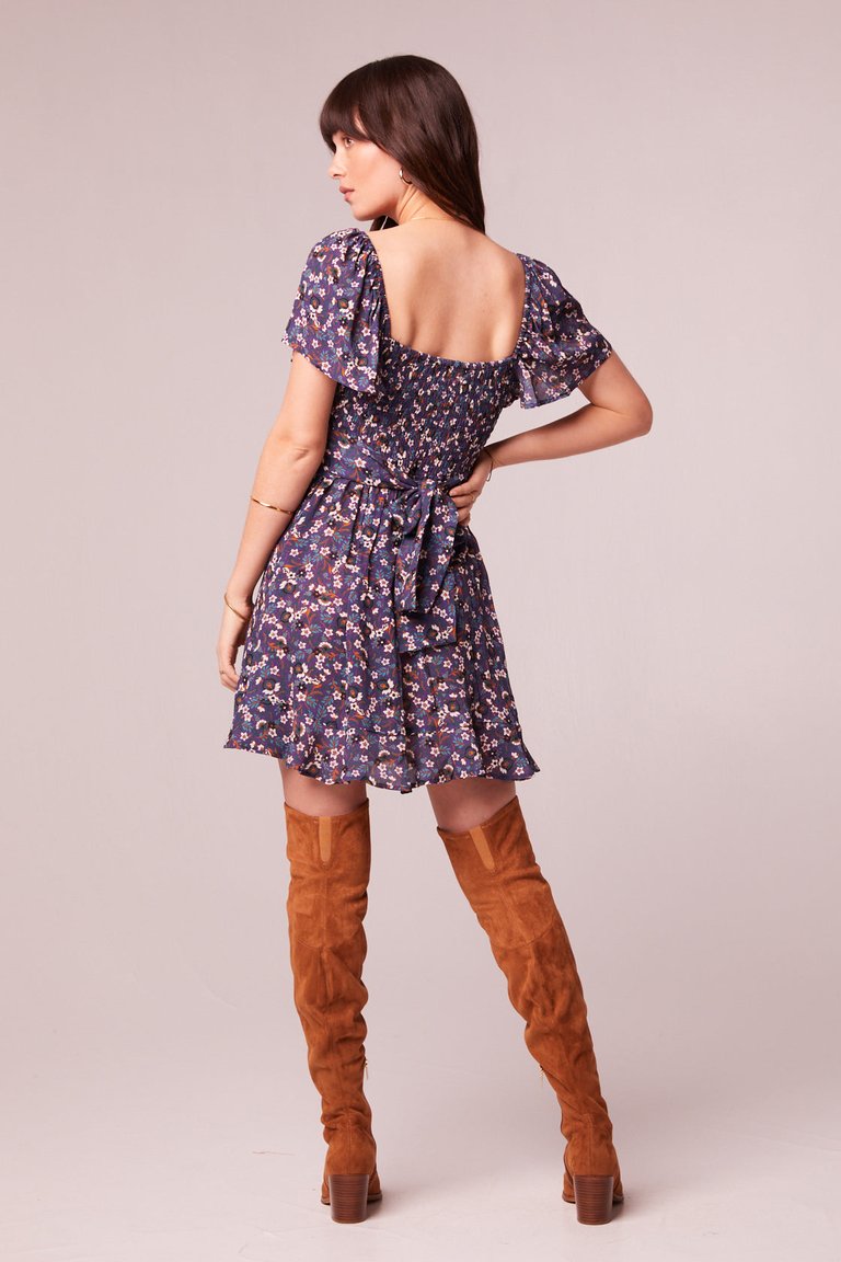 Coraline Purple Floral Crossover Mini Dress