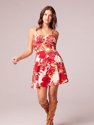 Dancing Queen Red Floral Bra Cup Midi Dress - Peach/Cream/Red