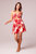 Dancing Queen Red Floral Bra Cup Midi Dress - Peach/Cream/Red