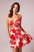 Dancing Queen Red Floral Bra Cup Midi Dress - Peach/Cream/Red - Peach/Cream/Red