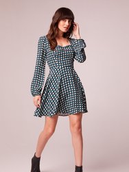 Genevieve Teal Diamond Long Sleeve Mini Dress